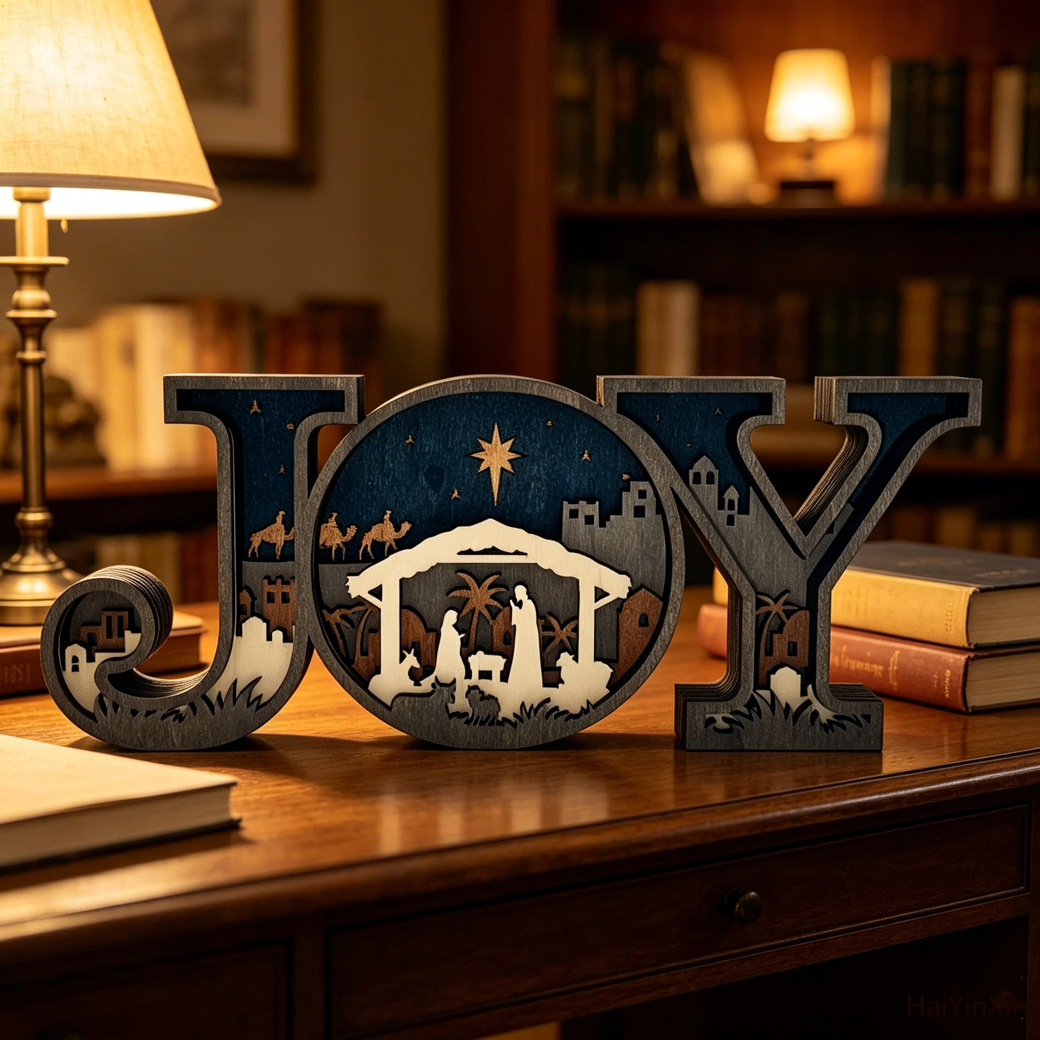 3D Wooden Ornament HOPE LOVE DAD MOM JOY-Multi-Layer Carved Sign Home Desk Shelf,Perfect Gift Christmas Birthday Office & Family