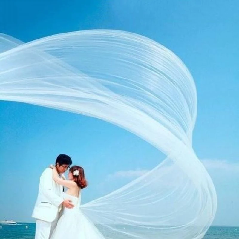 L21E for 3M/5M Single Layer Women White Trailing Long Wedding Veil Minimalist Simple