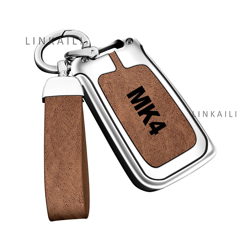 Suitable for Volkswagen GOLF 4 MK4 zinc alloy genuine leather high-end car keychain car metal key shell interior accessories