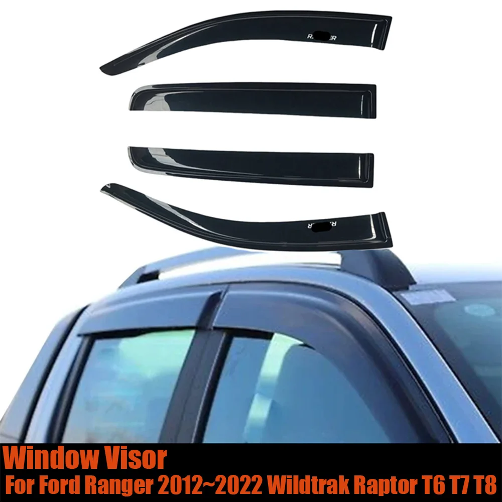 

Window Visor Sun Vent Rain Shield For Ford Ranger Wildtrak Raptor T6 T7 T8 XL XLT 2012-2022 Car Side Wind Deflector Windshield