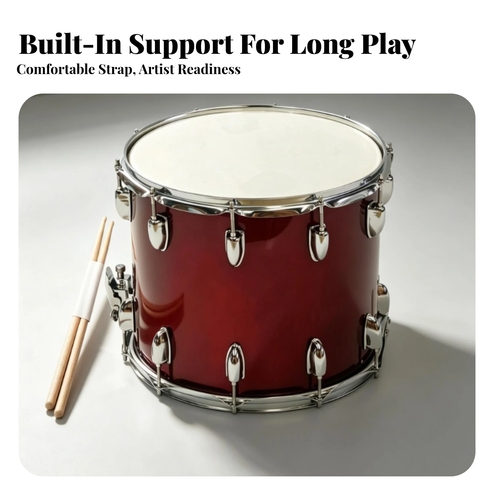 Marching Snare Drum Long-Lasting Snare Drum with Shoulder Strap Percussion Instrument Lightweight Adjustable for School Bands