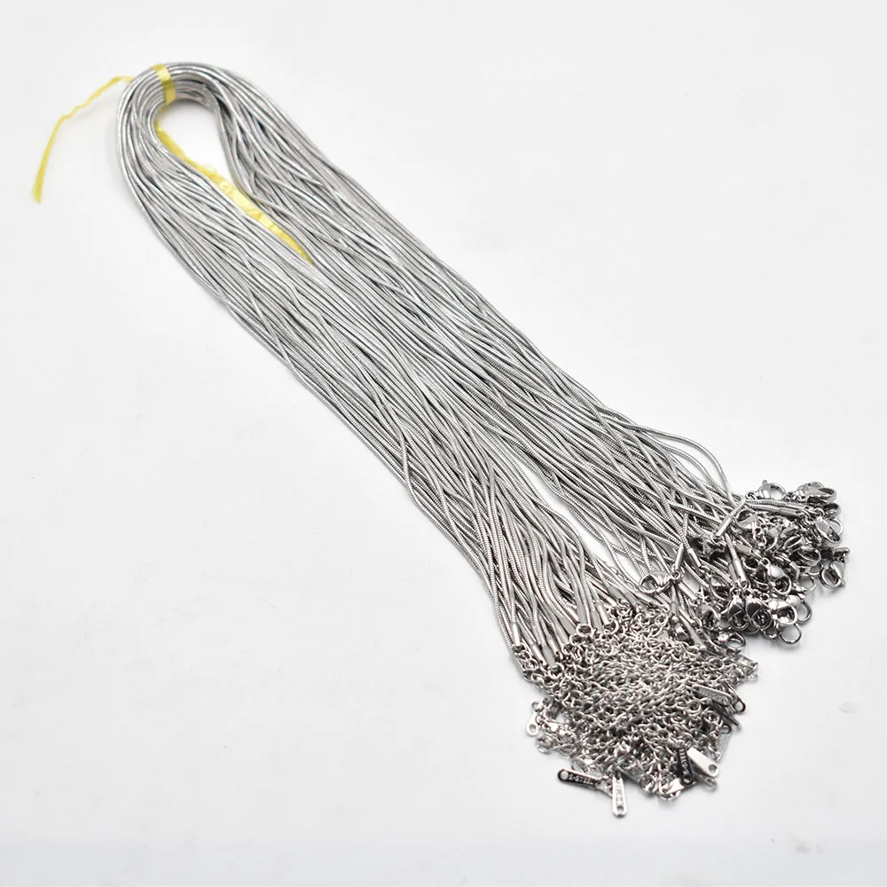 Großhandel 1,2mm Edelstahl Schlangenkette Halskette 45cm+5cm Kette Karabinerverschluss DIY Schmuckzubehör 50 100 Stück/Lot – Detail 2