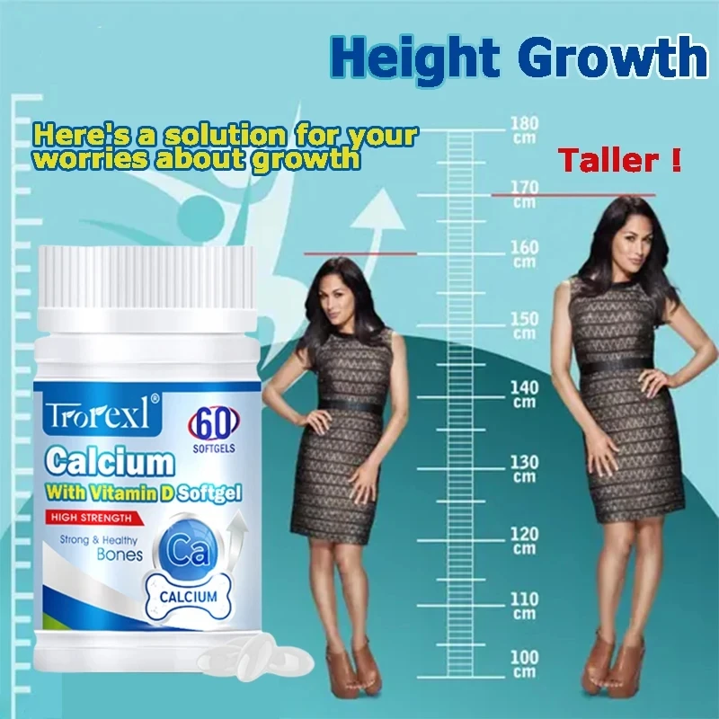 Height Growth Supplements for Adult, Growing Taller Pills, Best d3 Vitamins Calcium, Nature Capsule for Grow Taller, Bone Health