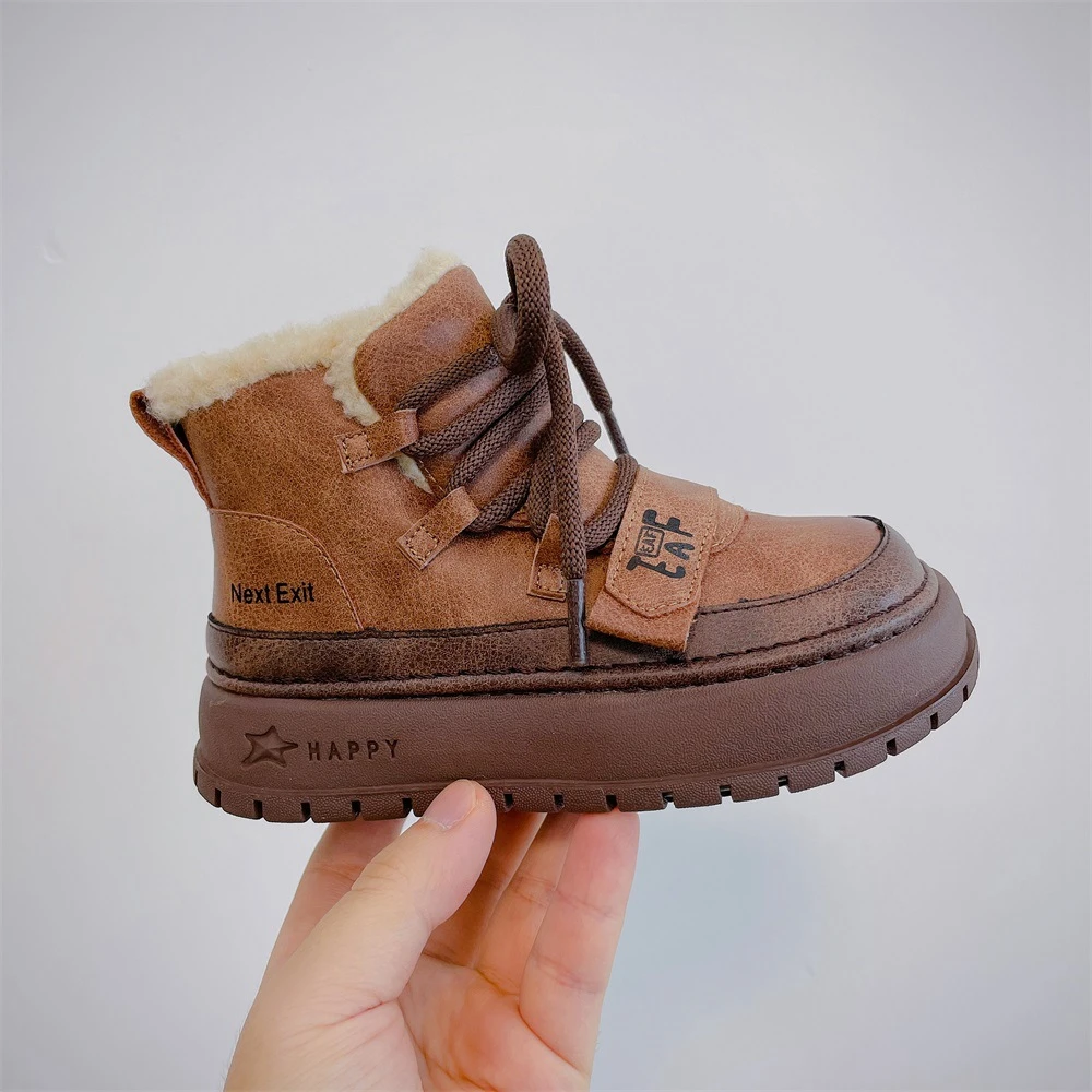 

Winter Kid's baby boots soft sole children's snow boots boys and girls warm children toddler thick high top cotton shoes