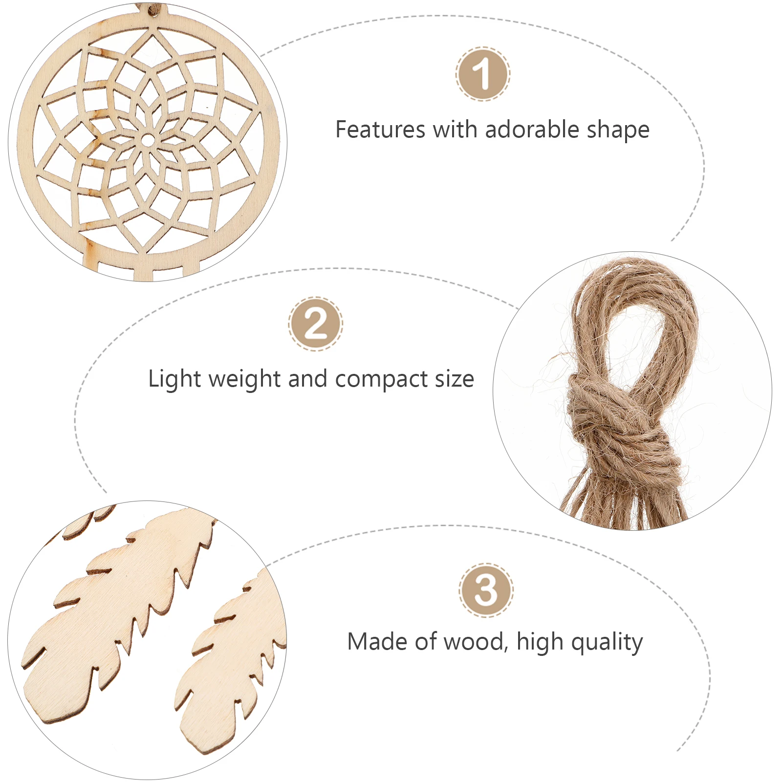 

40pcs Wooden Dream Catchers Diy Unfinished Hanging Ornaments 40 Ropes Lightweight For Gatherings Banquets Crafts Decor Wood