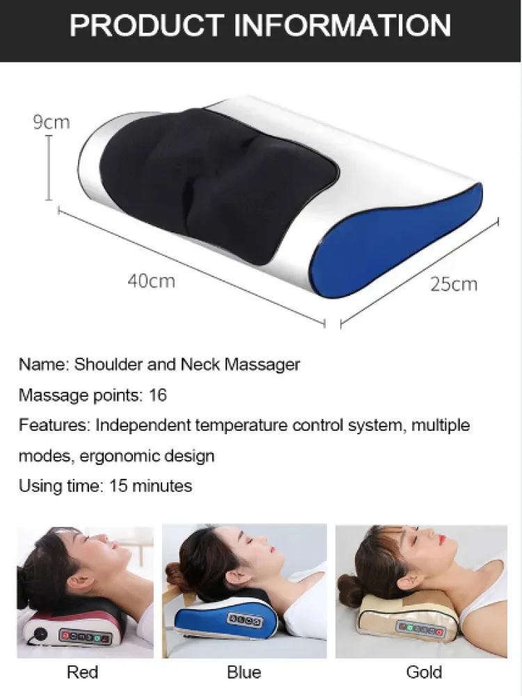 Cervical spine massager head and neck massager Home car heated lumbar waist full body massage pillow