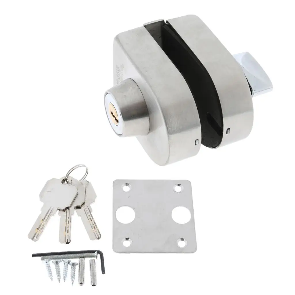 304 Stainless Steel Antitheft Security Glass Door Lock for 10-12mm Thickness