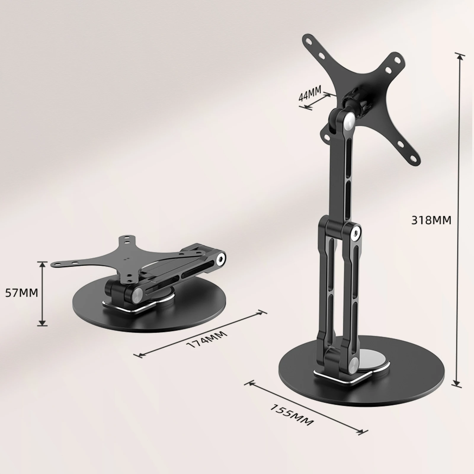 Imagem -03 - Suporte de Mesa para Monitor Vesa Uperfect para Monitor Único Independente Compatível com Telas de Computador de 12 a 22 com Suporte Ajustável em Altura