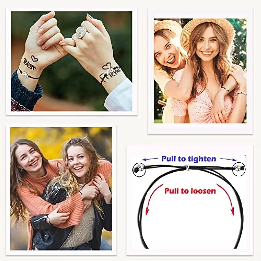 Best Friend Sister Friendship Bracelets for 2/3 Heart Matching Bracelets Gifts for Women Girls  Adjustable Handmade BFF Gifts