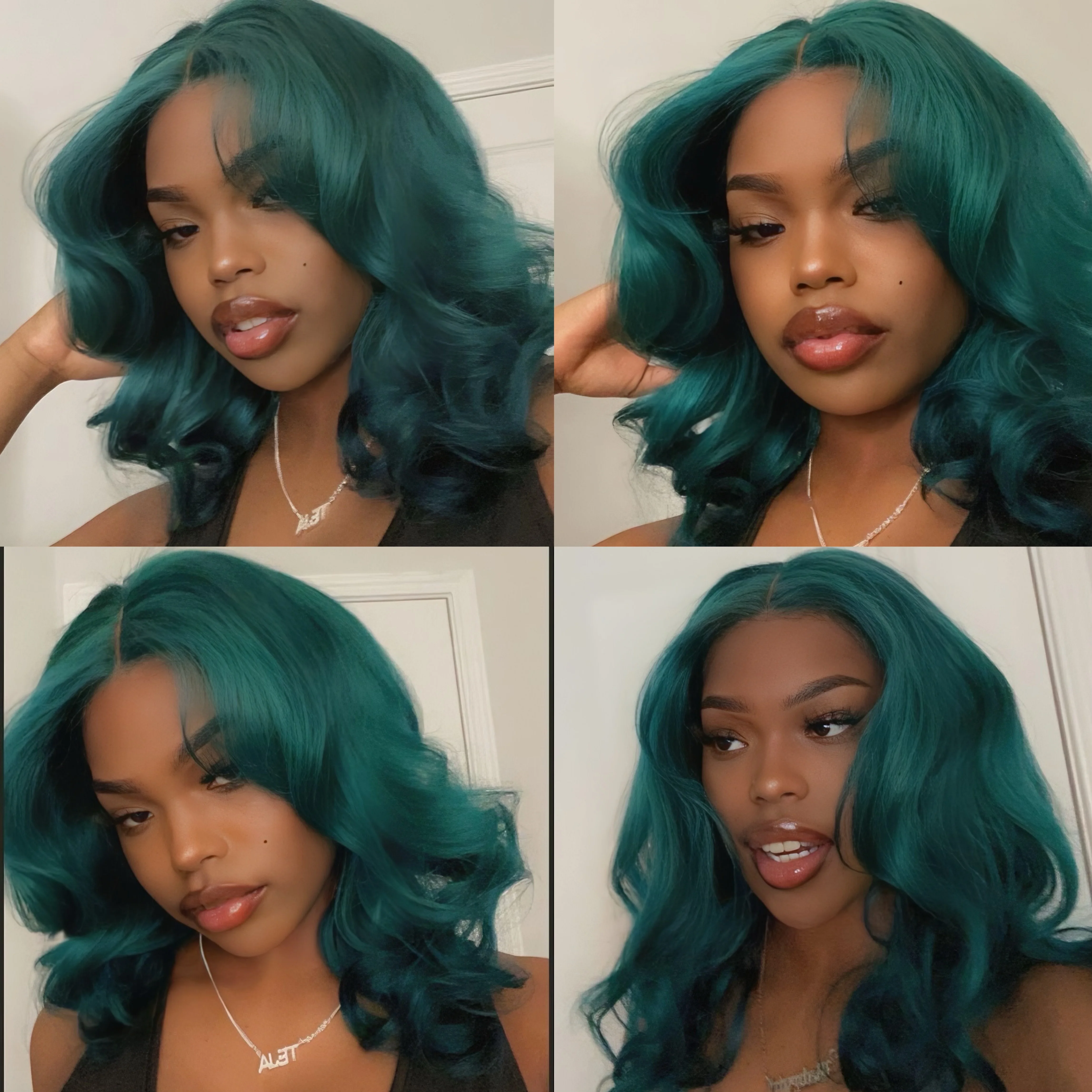 Transparent 13x4 Lace Frontal Body Wave Human Hair Wigs Colored Cyan Green 13x6 Lace Front Wig Brazilian Pre Plucked for Women image 5