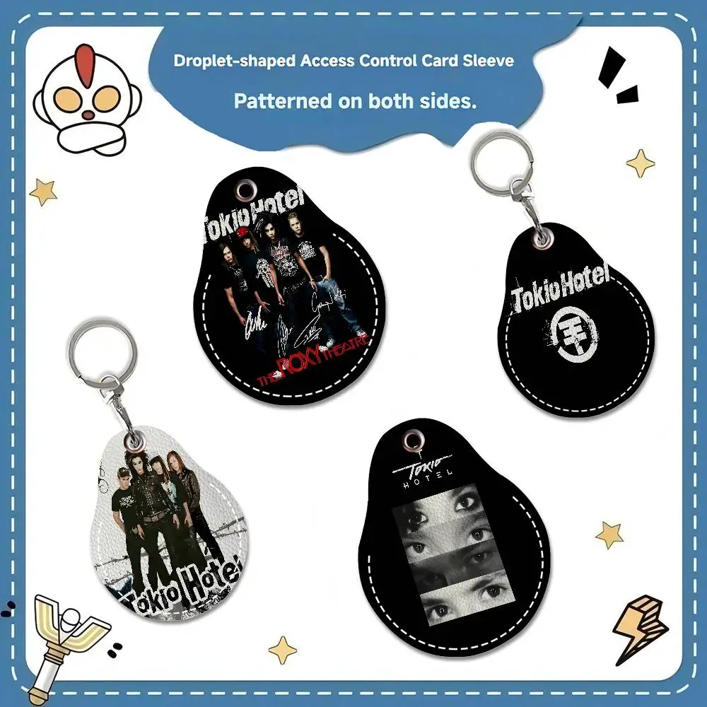Porte-cartes de visite en forme de goutte d'eau mini, style rétro, pour groupe de rock allemand (T-Tokio Band, H-Hotel), avec lecteur de carte intégré et porte-clés