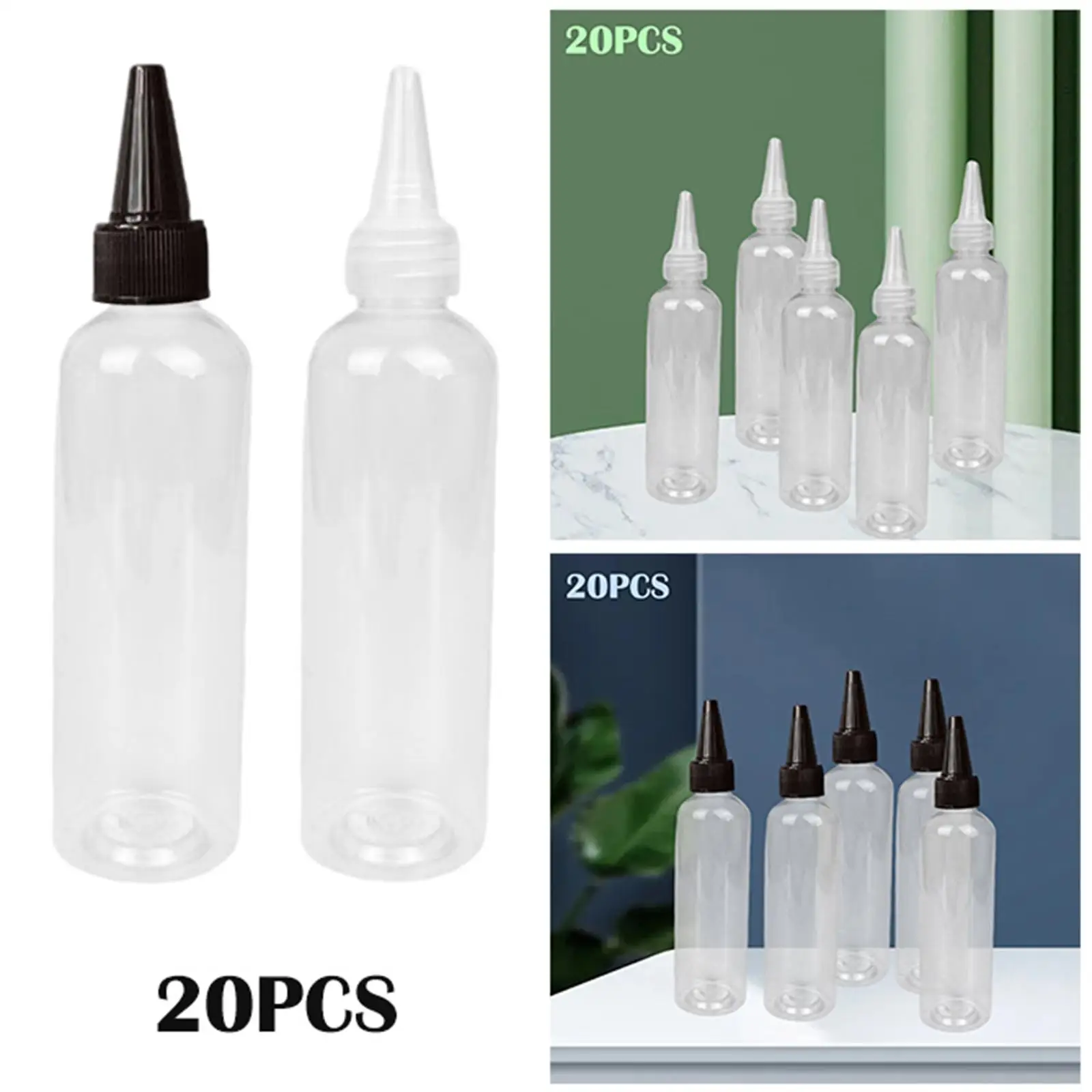 Juego de 20 botellas, botella cuentagotas de 120ml, dispensador de boca pequeña con tapas giratorias, aplicador para manualidades, cosméticos y maquillaje