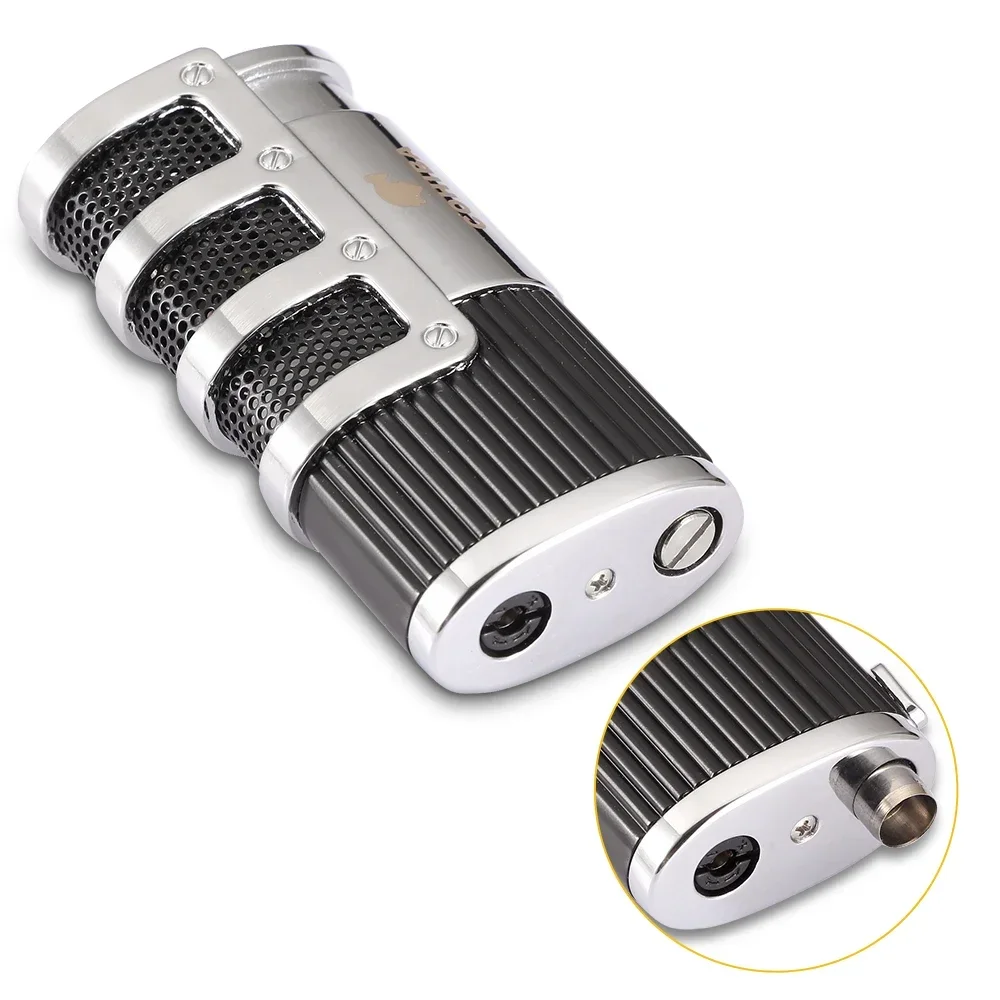 New COHIBA Luxury Cigar Lighter Refillable Butane Gas 3 Torch Jet Flame Windproof Smoking Lighter Cutter Punch For GIft(No Gas)