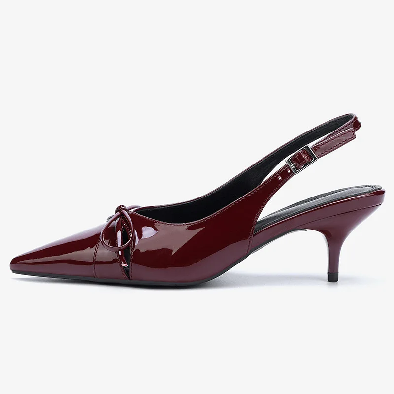 الصيف الأسود هريرة الكعوب النساء Slingback مضخات الكعوب امرأة مثير القوس خنجر حذاء أشار تو الصنادل مكتب سيدة مضخات 2025