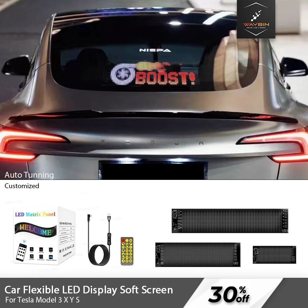 

For Model 3 Y X S Car flexible LED display soft screen smart car sticker car van devil's eye light Customized expression light