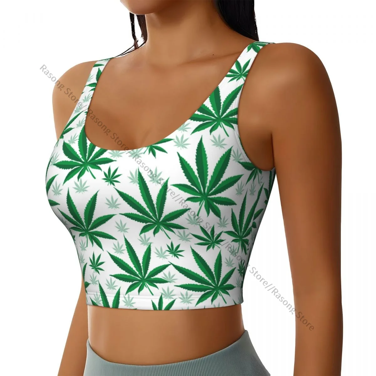 Women Sexy Sports Vest Herb Leaves Female Streetwear Sport Lingerie Tee Crop Top