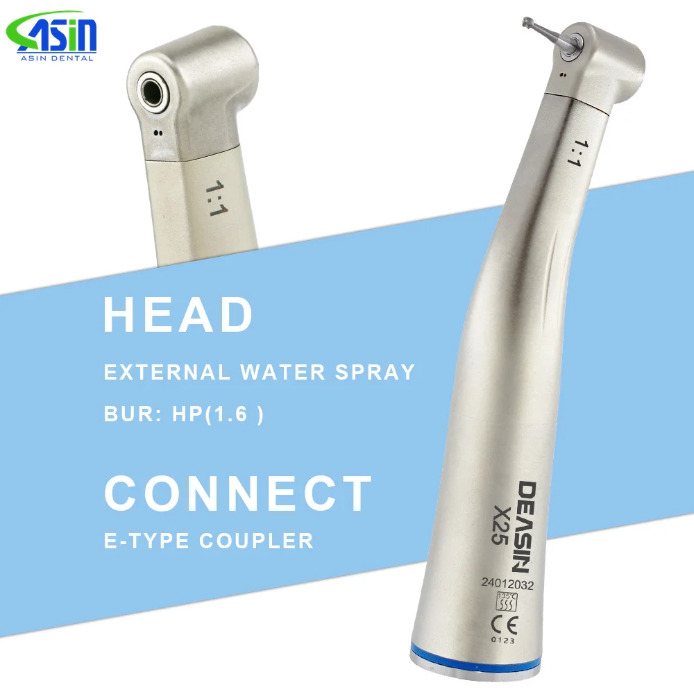 Dental X25 Keine Lichter Blau Ring 1:1 Niedrige Geschwindigkeit Contra Winkel Edelstahl Handstück Einzelne Spray Gegen Winkel Zahnmedizin Werkzeug