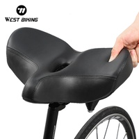 WEST BIKING Hollow Bicycle Saddle Widen Ergonomic PU Leather Cushion Mtb Road Bike Shock-absorbing Seat Cycling Bike Parts