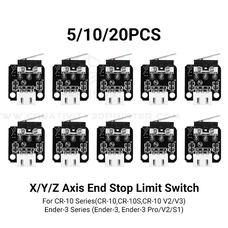 

5/10/20PCS X/Y/ZAxis End Stop Limit Switch 3Pin N/O N/CControl easy to use Micro Switch For CR10/Ender 3 Series3D Printer Parts