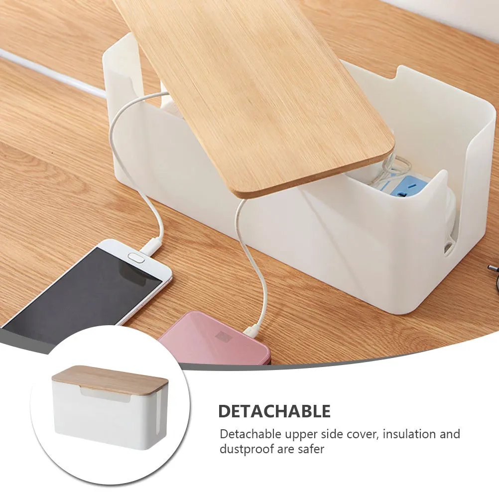 

1pc Multi-Functional Cable Storage Boxes Socket Organizer Abs Material Heat Dissipation Wire Management Case White