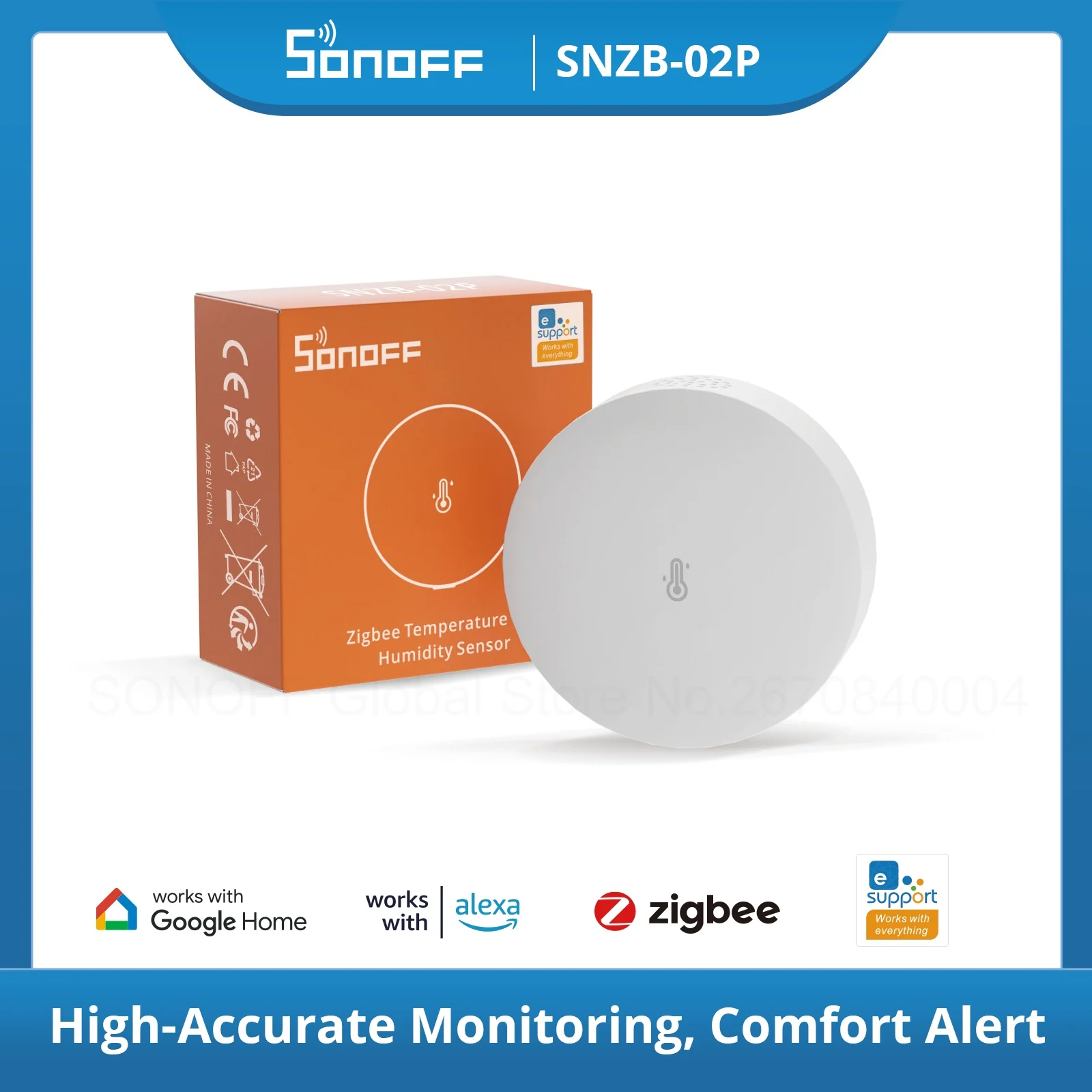 SONOFF SNZB-02P Zigbee Temperature and Humidity Sensor Smart Home Thermometer Detector Work with Google Home Alexa