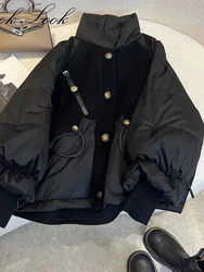 Giacca Parka gotica nera da donna Giacca calda in cotone dolcevita addensato Harajuku Giacche imbottite vintage Capispalla Abiti anni 2000