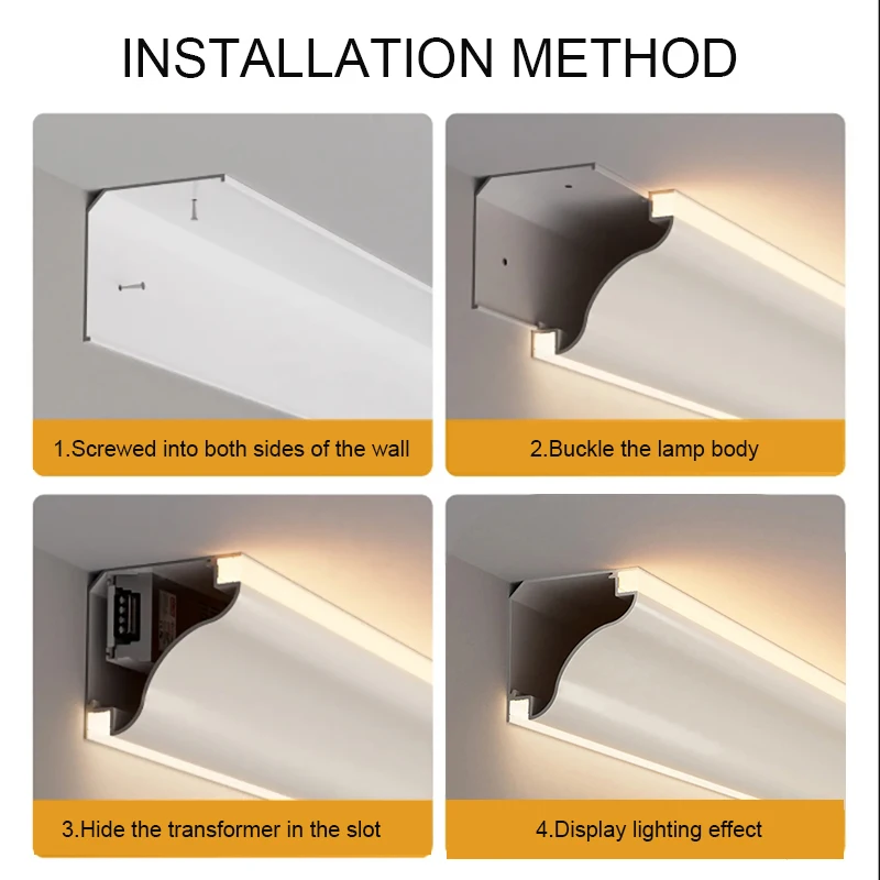 Perfil Led de aluminio para sala de estar, luz lineal de esquina de techo, lavado de pared, línea de yeso luminosa LED, perfil reflector de