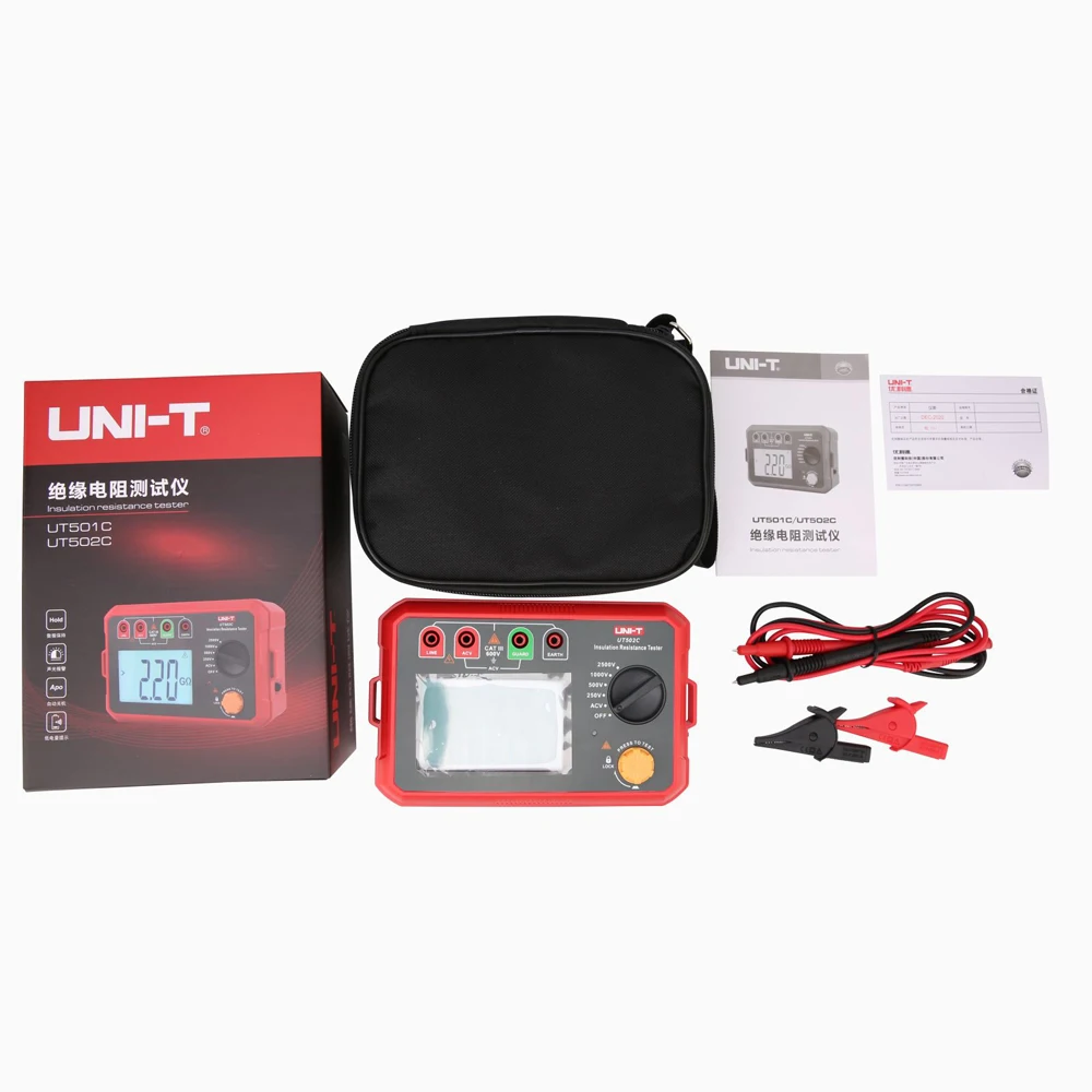 UNI-T UT502C Digital 2500V Insulation Resistance Tester 20GΩ Ommeter Ground Meter Backlight Auto Range