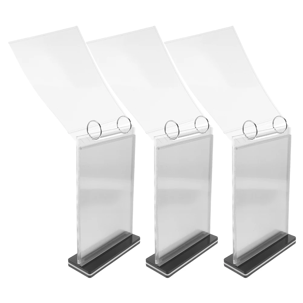 3-teiliger Drehtisch-Kartenständer für Getränke, Menüständer, vertikaler Broschürenhalter, PVC-Business-Tisch, Menü-Display-Halter