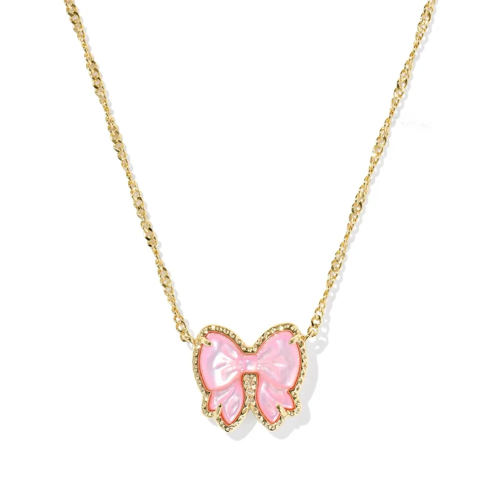 

VKVVA Fashion Jewerly Bow Gold-plated Short Pendant Necklace with Mother-of-Pearl for Women Birthday Gifts