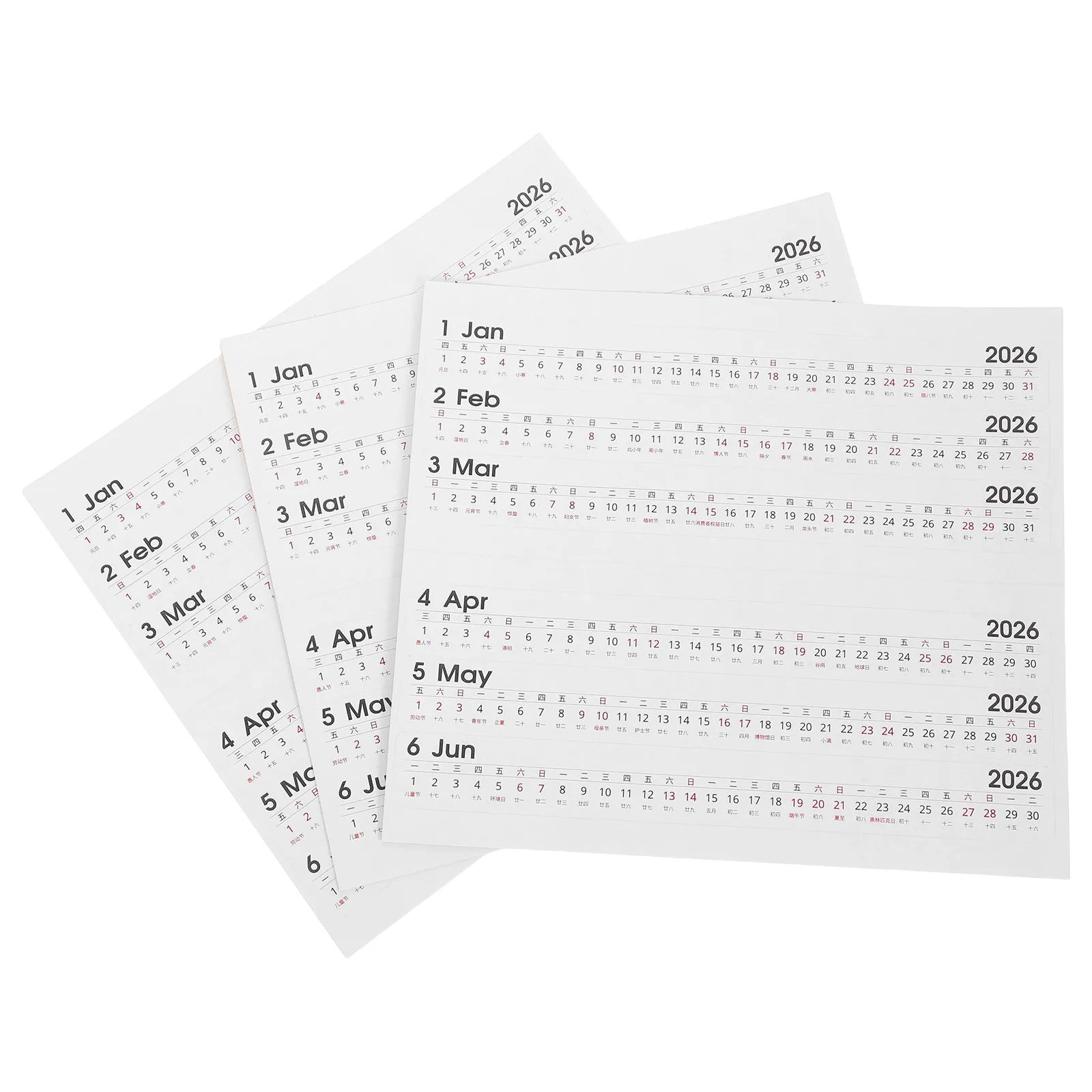 3Sheet 2026 Yearly Calendar Stickers Stylish Adhesive Planner Date Labels Full Year Layout for Notebook Journal Diary Scrapbook