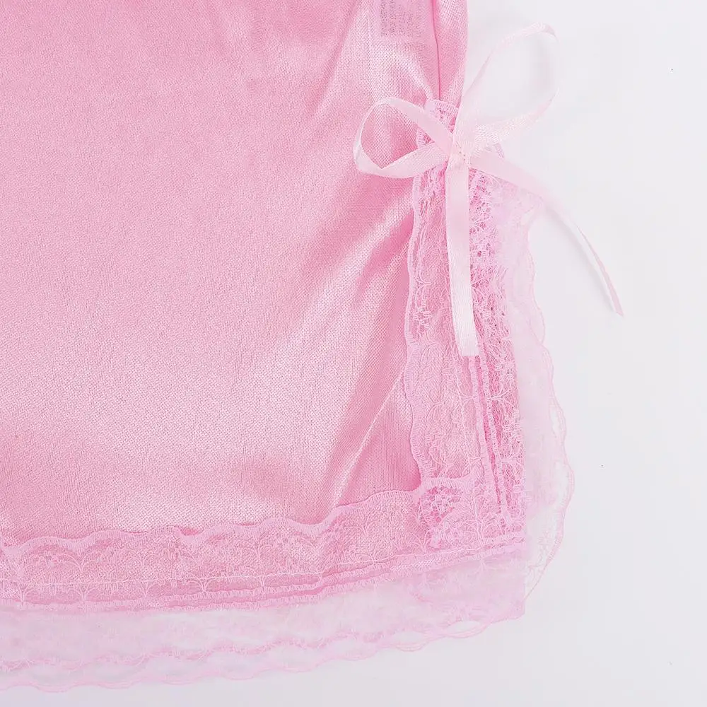 Sexy Spitzen-Camisole mit Schleifen, Patchwork-Seidenkleid, Damen-Nachthemden, Patchwork-Dessous, Nachtwäsche – Detail 6