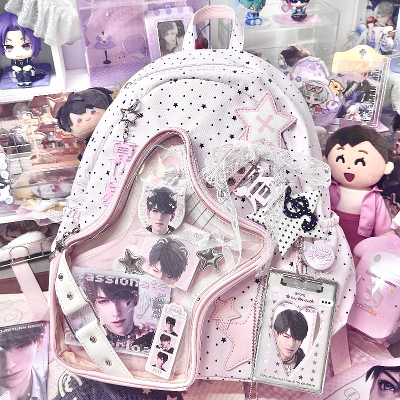 Japanese Subculture Y2k Original Electric Guitar Window Lta Bag Backpack Female Star Chasing Light Sign Large-capacity Schoolbag
