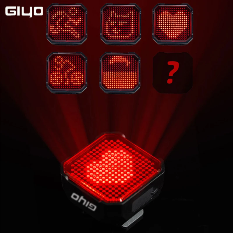 GIYO Bicycle Brake Sennsing Expression Rear Light MTB Road Bike IP66 Waterproof Intelligent Taillight Use APP To Built Pattern