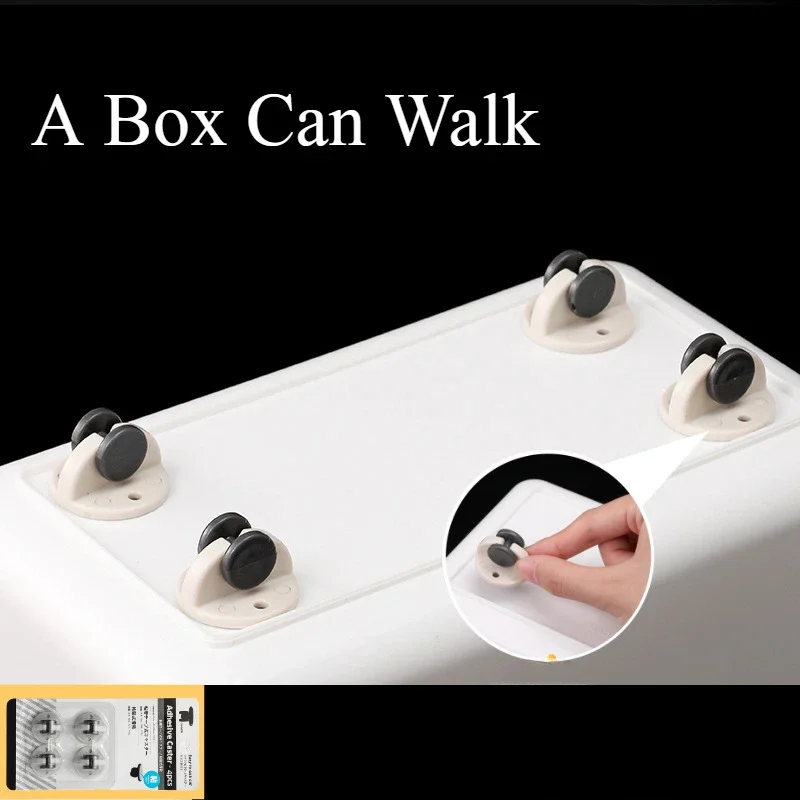 Paquete de 4 Uds caja de almacenamiento rueda adhesiva silenciosa ABS organizar cajas polea caja de almacenamiento rodillo cubo de basura ruedas direccionales