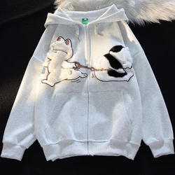 Neue Cartoon niedlichen Frauen Reiß verschluss Hoodies Herbst Winter lässig Mode y2k Hoodie bequemes und All-Match-Sweatshirt mit Reiß verschluss