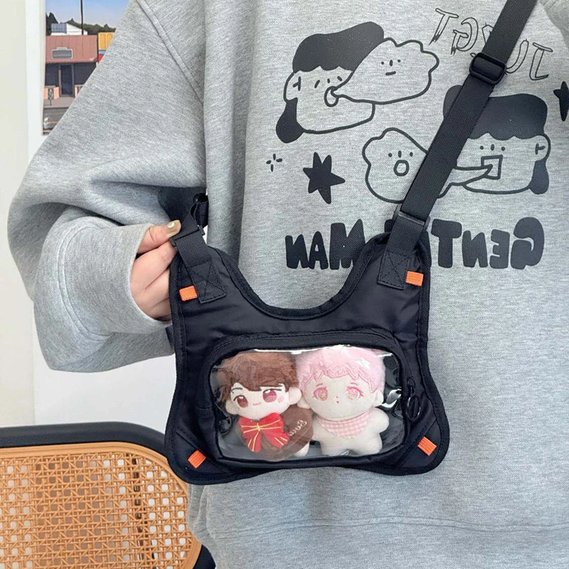 

Richme Comic Ita Bags Women 2025 Designer Clear Window Doll Show Crossbody Shoulder Bag Casual Nylon DIY Anime Badge Bolso Mujer