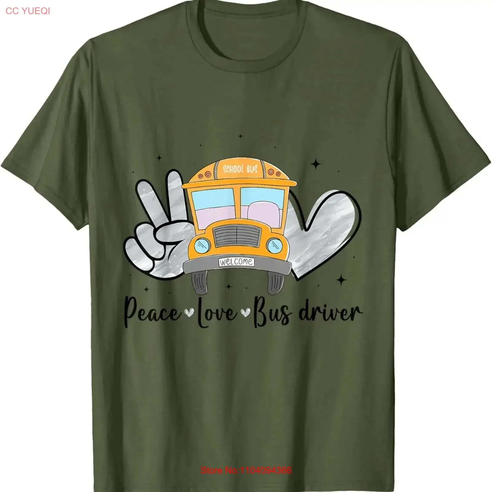 Camiseta divertida con estampado de Peace Love Bus Driver, estilo vintage, lavada, para hombre, suave, unisex, streetwear, elegante, informal, versátil