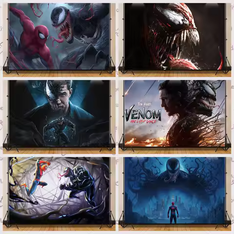 Venom background Eddie Brock Spider-Man children's birthday party decoration shooting background props customizable wall poster