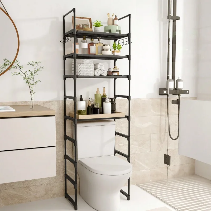 10 Tiers Over Toilet Storage Rack, Over The Toilet Storage Cabinet, The Number Of Layers Can Be Adjusted At Will, Bathroom Cabinet For Laundry, Tissue Storage