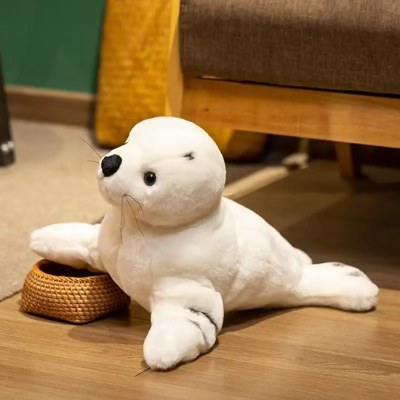 32/38cm New White Seal Doll Simulation Stuffed Plush Toy Handmade Doll Cartoon Anime Cute Children's Birthday Gift Fun Doll