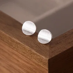 925 Sterling Silver Frosting Round Stud Earrings For Women Wedding Luxury Piercing Jewelry Wholesale Free Delivery Jewellery