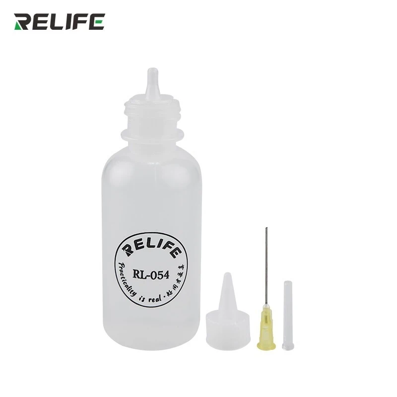 RELIFE RL-054 50ml Needle Tip Soldering Cleaning Liquid Flux Alcohol Oil Dispenser Plastic Hand Bottle Cleaner DIY Repair Tools