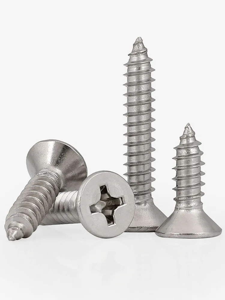 Leijiu M2 M2.2 M2.6 M3 M3.5 M4 M5 M6 316 Edelstahl A4 Kreuzschlitz-Senkkopf-Holzschraube mit Selbstschneidender Schraubengewinde – Detail 2