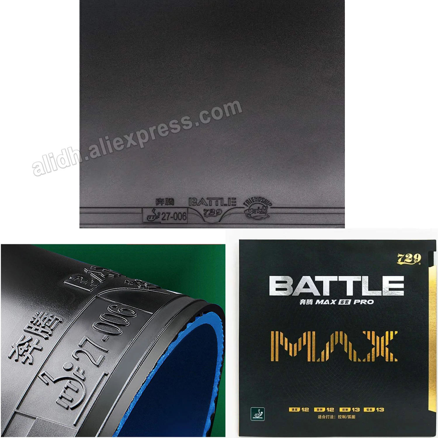 

Накладка для настольного тенниса Friendship 729 BATTLE MAX PRO, высоколипкая накладка для пинг-понга с губкой, сильное вращение, одобрено ITTF