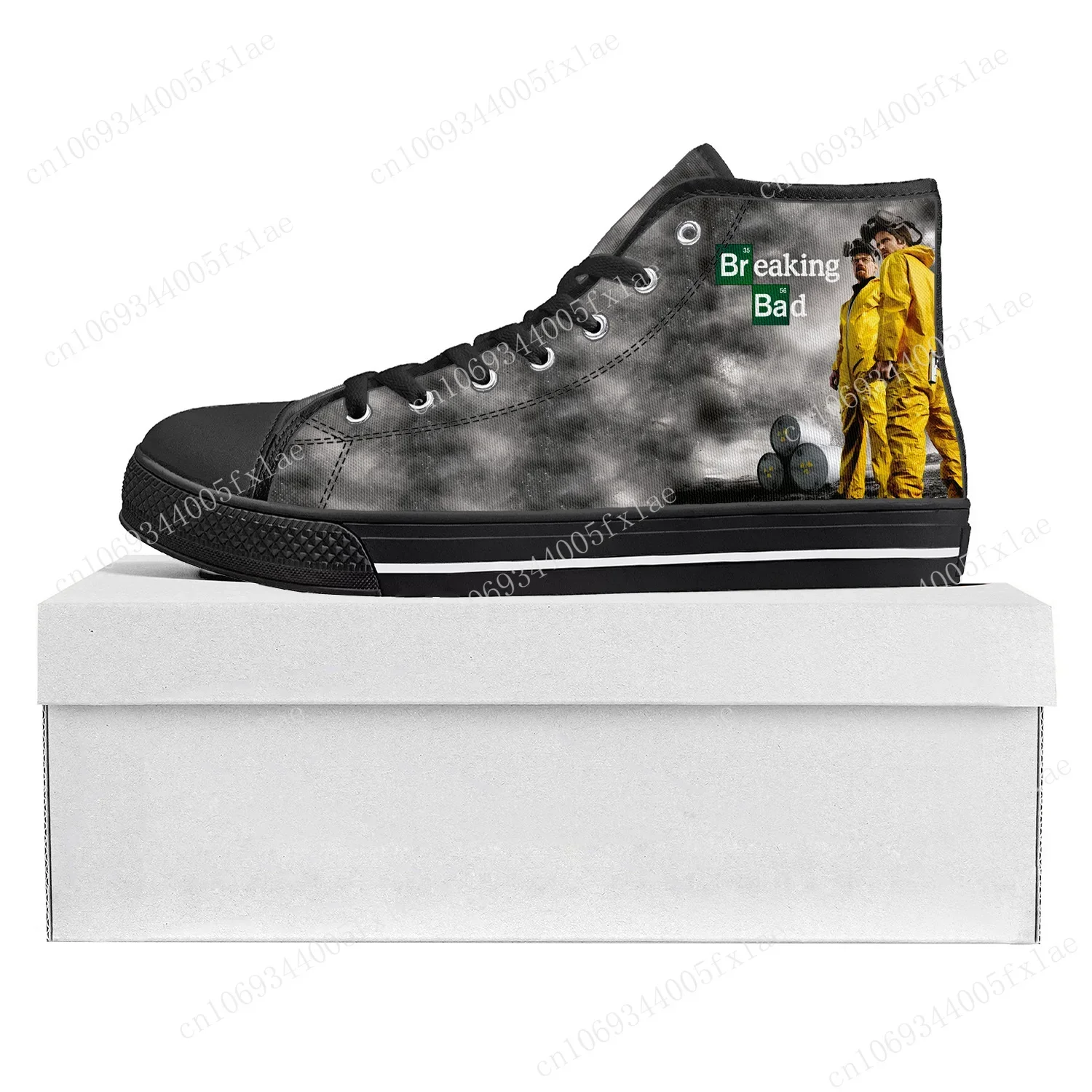 Breaking Bad Heisenberg Hoge Top Hoge Kwaliteit Sneakers Heren Dames Tiener Canvas Sneaker Casual Paar Schoenen Custom Schoen Zwart