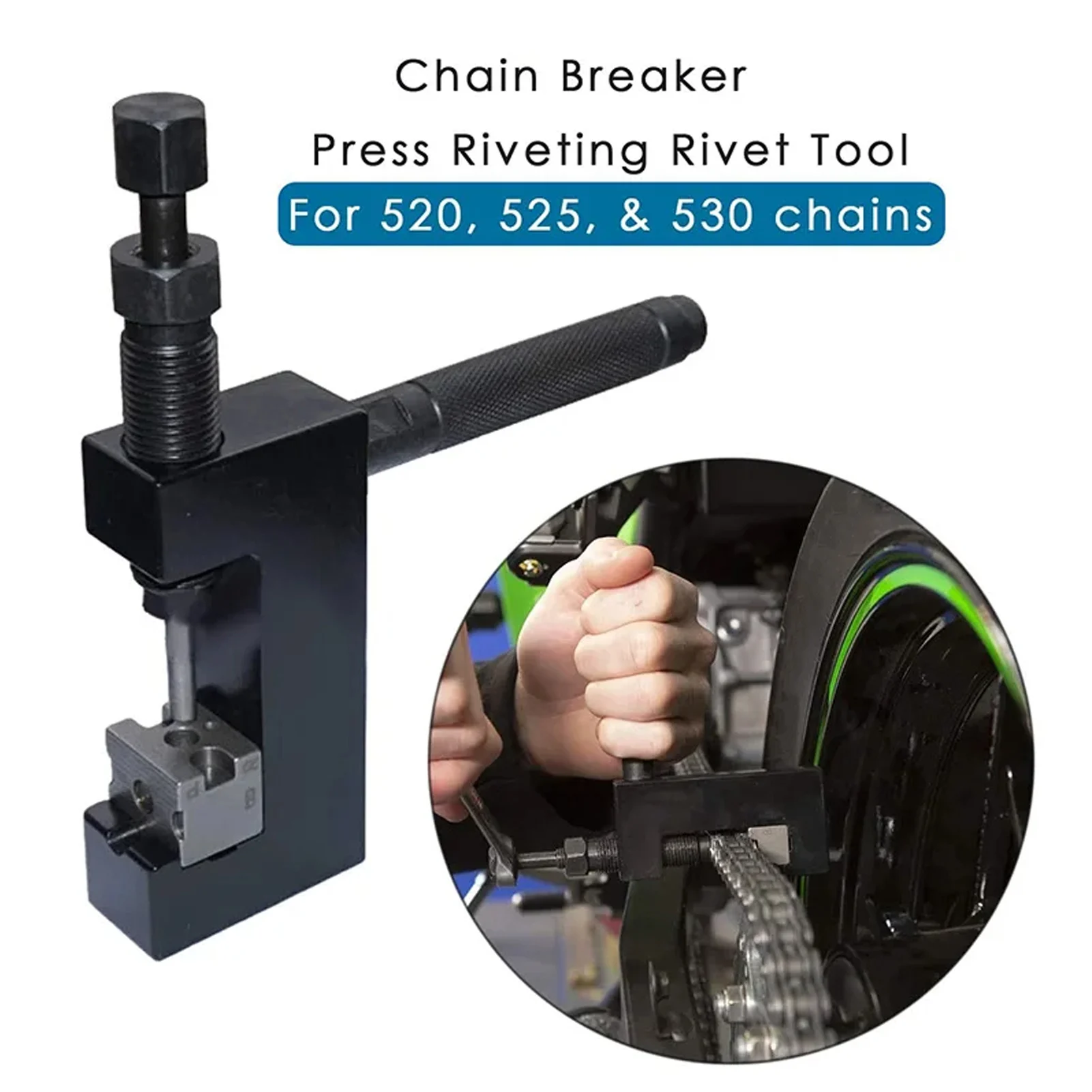 

Chain Breaker Set Heavy Duty Steel Construction Chain Cutter Rivet Tool Set for 520 525 530 Chain Chain Breaker Riveter