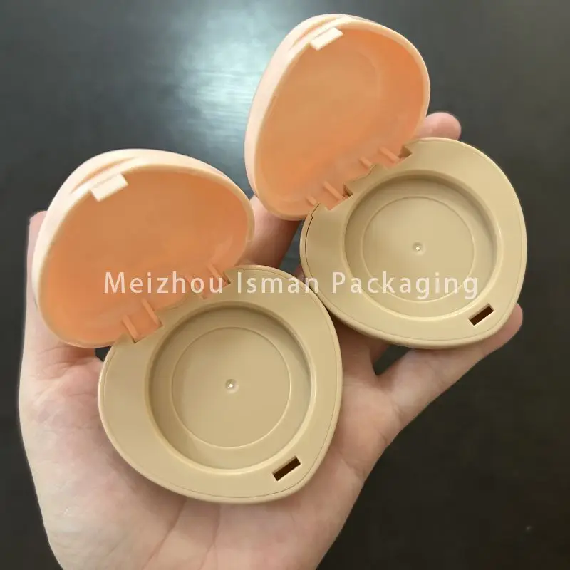 50Pcs Heart shape empty pink nude single color eye shadow case cute blusher container blush compact powder case plastic boxes