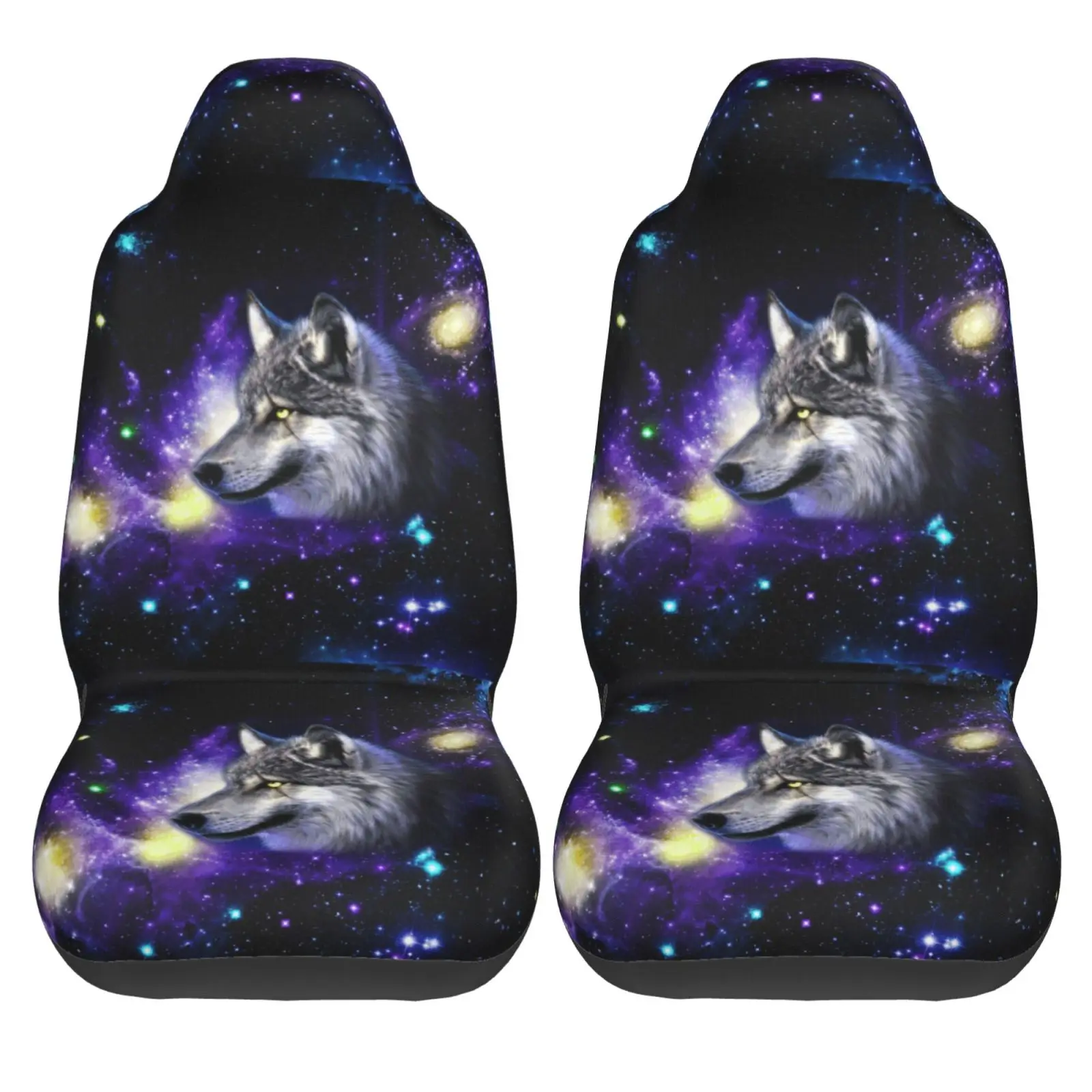 

Wolves and The Galaxy Interesting Print Universal Car Seat Covers Fit Any Car Truck Van SUV Auto Seat Cover Protector 2 Pieces