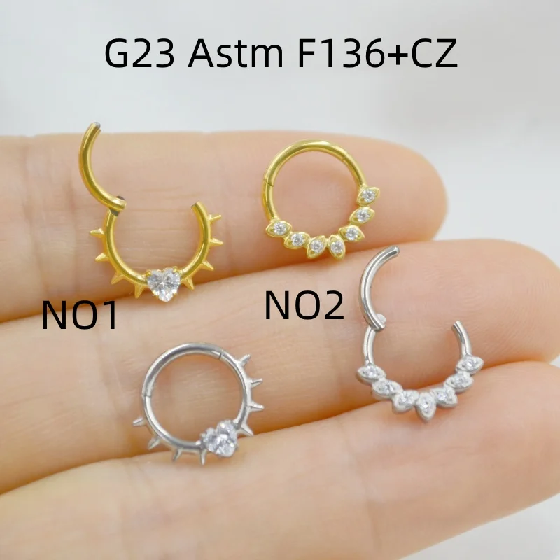 

10pcs G23 ASTM F136 Titanium Heart Nose Hoop Septum Clicker Ring Earring Lip Ear Tragus Helix Cartilage Body Piercing NEW